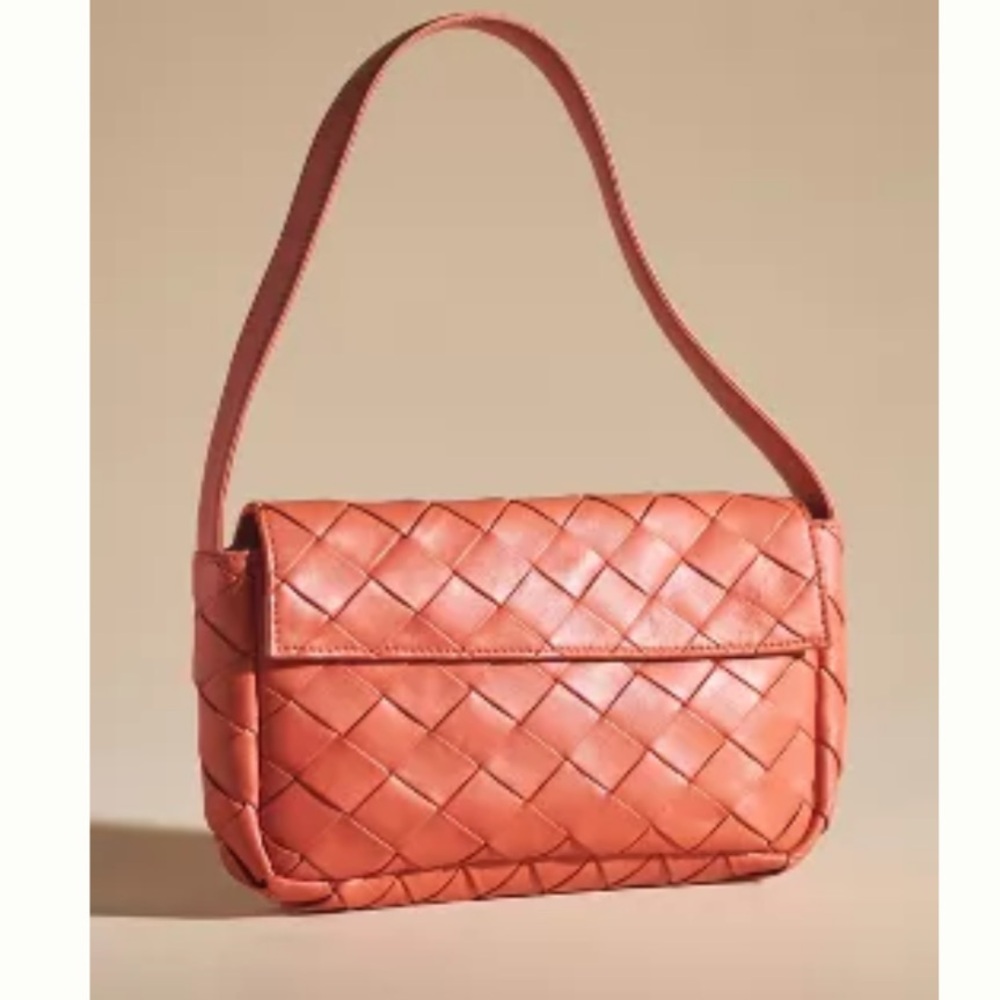 NWT Anthropologie Woven Leather Shoulder Bag
